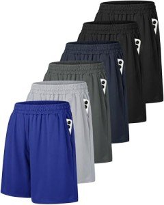 6 Pack Men's Quick-Dry Athletic Shorts with Pockets