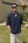 Coofandy Men's Long Sleeve Linen Henley Shirt - Navy