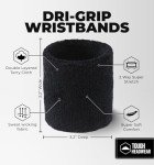 Tough Headwear Sports Wristbands - Black Cotton Blend