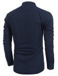 Coofandy Men's Long Sleeve Linen Henley Shirt - Navy