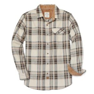 Dubinik® Men's Casual Long Sleeve Flannel Shirt Desert