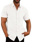 COOFANDY Men's Short Sleeve Linen Beach Shirt