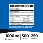 Nutricost BCAA 1000mg - 500 Capsules for Fitness