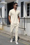 Men's Casual Athletic Tracksuit Set - A-Beige
