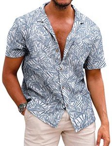 COOFANDY Men's Tropical Floral Button-Down Shirt