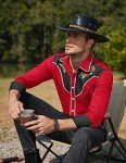 COOFANDY Men's Rose Floral Embroidered Button Shirt