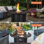 TLGREEN 42" Propane Fire Pit Table with Cover