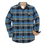 Dubinik® Men's Long Sleeve Flannel Shirt - Royal Blue/Black