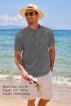 Men's Casual Cotton Linen Henley Shirt - Dark Grey