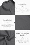 Men's Casual Cotton Linen Henley Shirt - Dark Grey