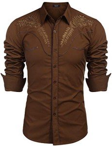 Coofandy Men's Casual Slim Fit Western Shirt