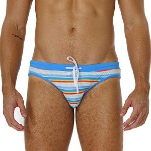 Men's Stylish Blue & White Swim Briefs
