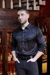 COOFANDY Men's Floral Silk Satin Dress Shirt