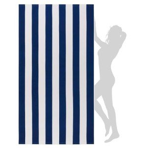 Extra Large Striped Microfiber Beach Towel - Dark Blue