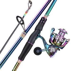 Sougayilang Colorful Spinning Fishing Reel Rod Combo