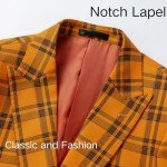 Orange Plaid Slim Fit Blazer for Men