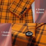 Orange Plaid Slim Fit Blazer for Men