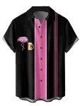Men's Retro Bowling Shirt with Flamingo Print