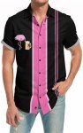 Men's Retro Bowling Shirt with Flamingo Print