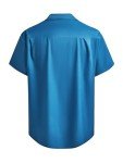 Aqua Blue Vintage Camp Collar Bowling Shirt for Men