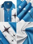 Aqua Blue Vintage Camp Collar Bowling Shirt for Men