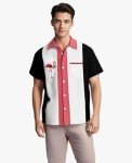 Men's Flamingo Print Short Sleeve Bowling Shirt