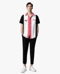 Men's Flamingo Print Short Sleeve Bowling Shirt