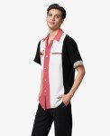 Men's Flamingo Print Short Sleeve Bowling Shirt