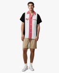 Men's Flamingo Print Short Sleeve Bowling Shirt