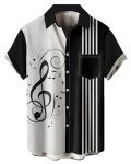 Vintage Music Bowling Shirts for Men - Short Sleeve