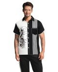 Vintage Music Bowling Shirts for Men - Short Sleeve
