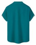 Retro Car Stripe Print Bowling Shirt for Men