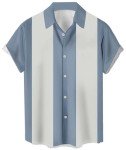 Retro Hawaiian Bowling Shirt for Men - Light Blue
