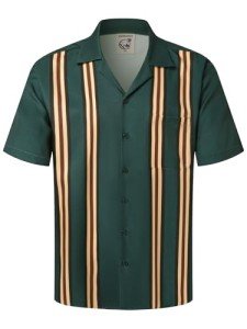 Retro Men's Short Sleeve Camp Collar Bowling Shirt