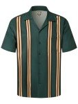 Retro Men's Short Sleeve Camp Collar Bowling Shirt