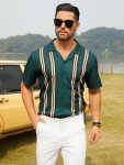 Retro Men's Short Sleeve Camp Collar Bowling Shirt
