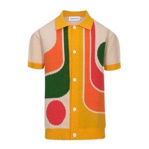 Men's Retro Geometric Short Sleeve Golf Polo