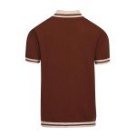 Men's Vintage Striped Brown V-Neck Polo Shirt