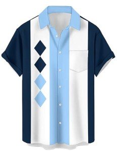 Men's Retro 1950s Diamond Bowling Shirt