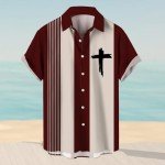 Men's Color Block Short Sleeve Vacation Shirt