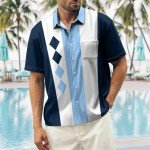 Men's Retro 1950s Diamond Bowling Shirt