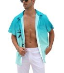 Vintage 1950s Men's Hawaiian Bowling Shirt - Turquoise