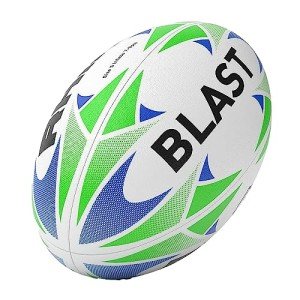 Rhino Blast Size 5 Rugby Training Ball - White/Blue/Green