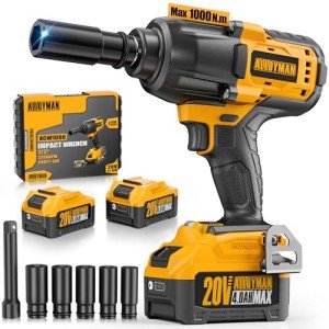 Powerful Cordless Impact Wrench with Batteries & Sockets
