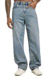 MZNBURAM Men's Wide Leg Jeans in Navy Blue