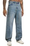 MZNBURAM Men's Wide Leg Jeans in Navy Blue