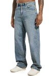 MZNBURAM Men's Wide Leg Jeans in Navy Blue