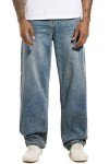MZNBURAM Men's Wide Leg Jeans in Navy Blue