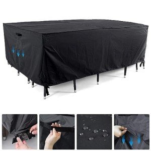 Outdoor Dining Set Cover – Space Grey, Water Resistant