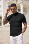 COOFANDY Men's Black Short Sleeve Turtleneck Sweater